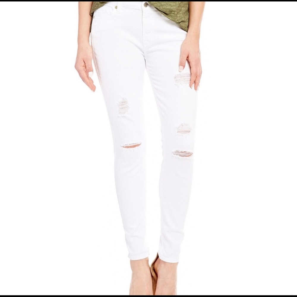 7 For All Mankind White Skinny Boyfriend Jeans